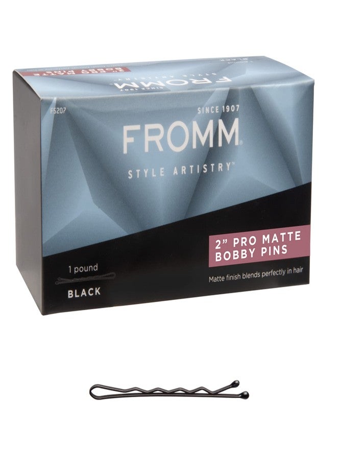 Fromm Style Artistry 2" Crimped Bobby Pins, Matte Black, 600 Hair Pins, Secure Hold, Suitable for All Hair Types and Lengths, Hair Accessories for Women - Image 1